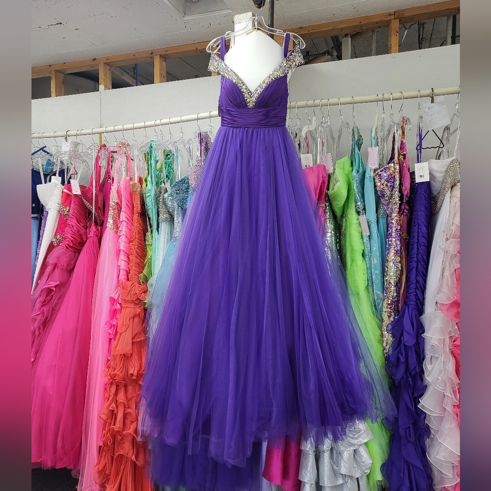 Purple Mac Duggal Prom Dress